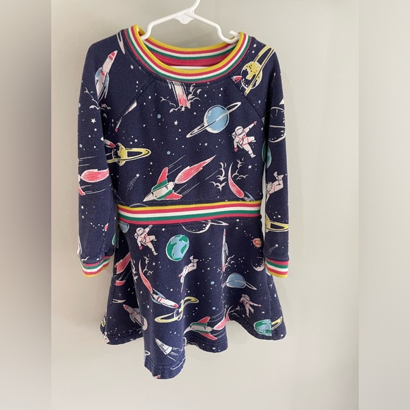 Mini Boden Little Girl Astronaut Space Terry Twirl Long Sleeve Dress - Size 6-7 - Picture 4 of 8